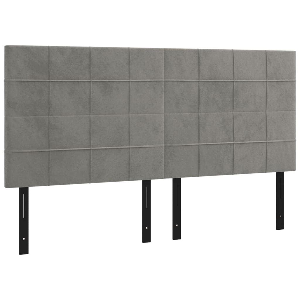 Vidaxl Led Headboard, Upholstered Headboard For Bed Home, Bed Headboard With Led Light, Bedroom Furniture, Light Gray 63"X2"X46.5"/50.4" Velvet